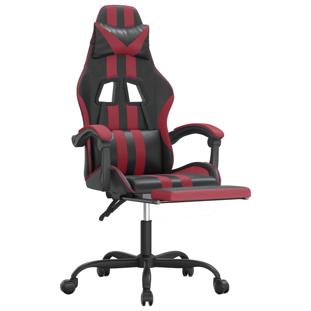 Gaming Chair with Footrest Black and Burgundy PU Leather