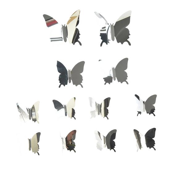 jijijing 12Pcs Butterfly Wall Decals, DIY 3D Mirror Stickers, Removable Decals for Birthday Party Bedroom School Bathroom Living Room Decor