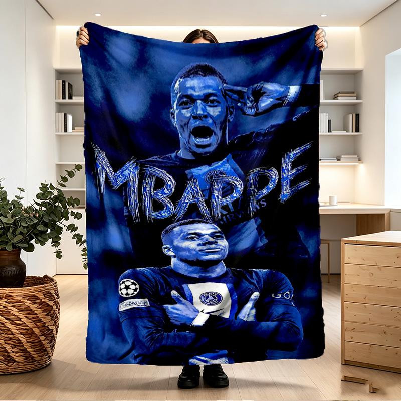Kylian Mbappe Print Blanket - Soft & Comfortable, for Bedroom, Travel, Sofa, Home Decoration - Birthday Christmas Gift for Friend