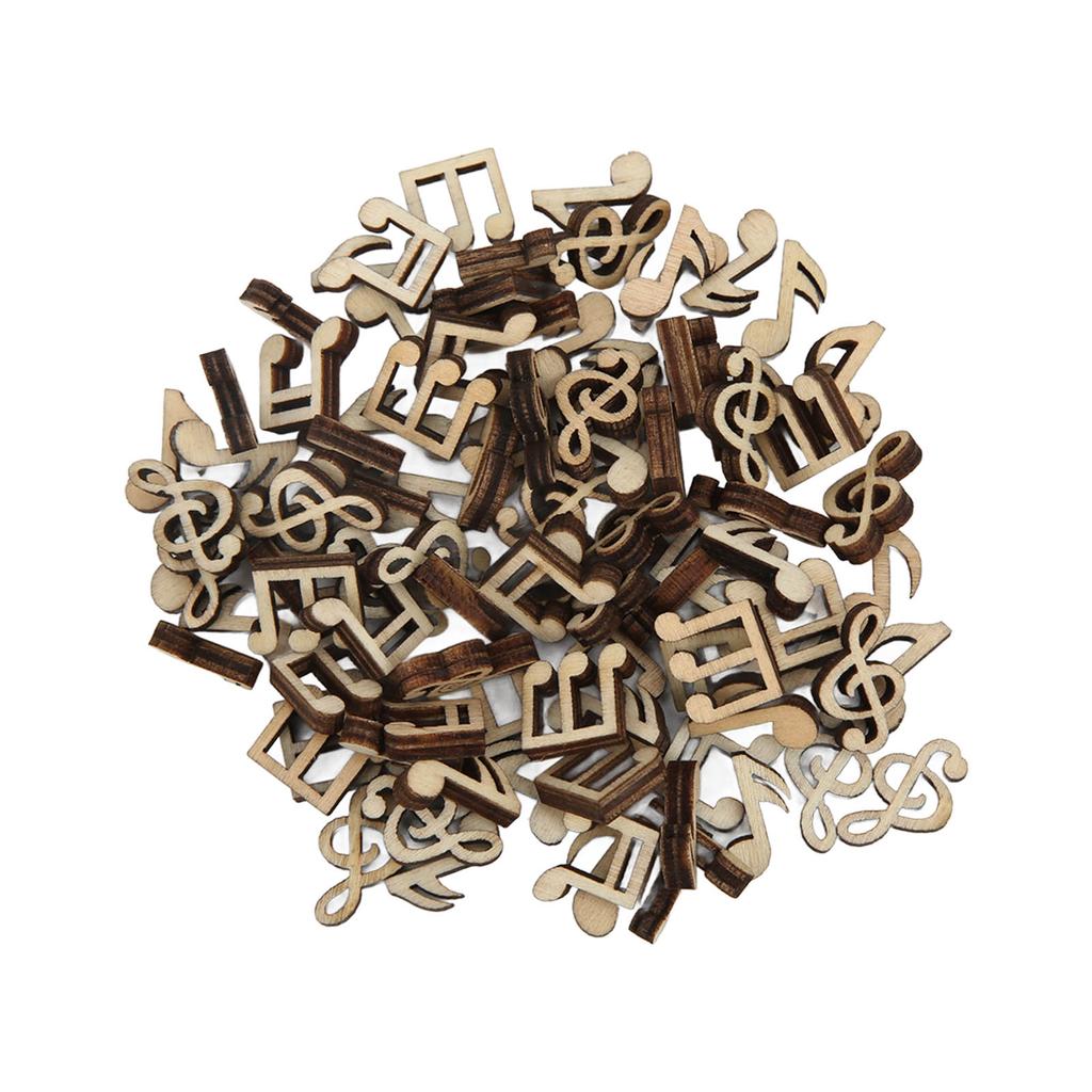 100Pcs Music Notes Wooden Cutouts Unfinished Durable Sturdy Polishing Fashion Vintage Musical Note Wood Pieces