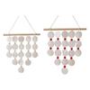 Handmade Natural Seashell Wind Chime, Retro Rope Knot & Wooden Ring, Clear Tinkling Sound, Coastal Hanging Decor for Window Guesthouse Kids Room