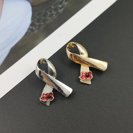 Fashion Ribbon Poppy Brooch Pin Cancer Badge Breastpin Evening Party Jewelry Decoration