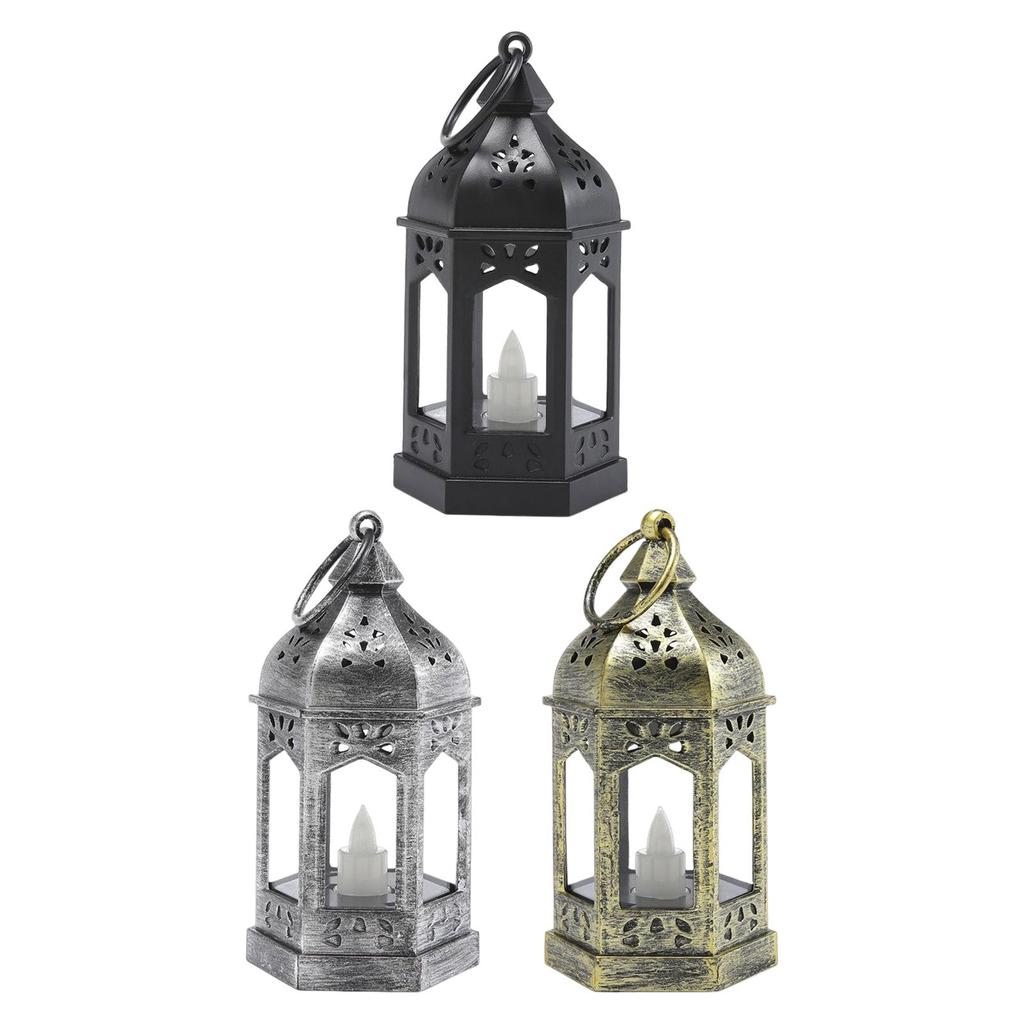 European Style Electronic Candle Lantern Wind Lamp Hanging Hook Candle Light for Garden Wedding Indoor Outdoor Home Decor