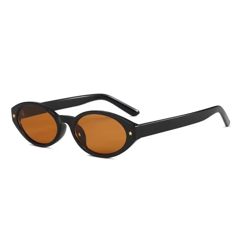 Vintage European Style Oval Cat Eye Sunglasses With Uv400 Protection For Fashionable Outdoor Wear