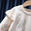 Girls Spring and Autumn Pullover Cute Sweatshirt Middle and Small Children Round Neck Long Sleeve Top