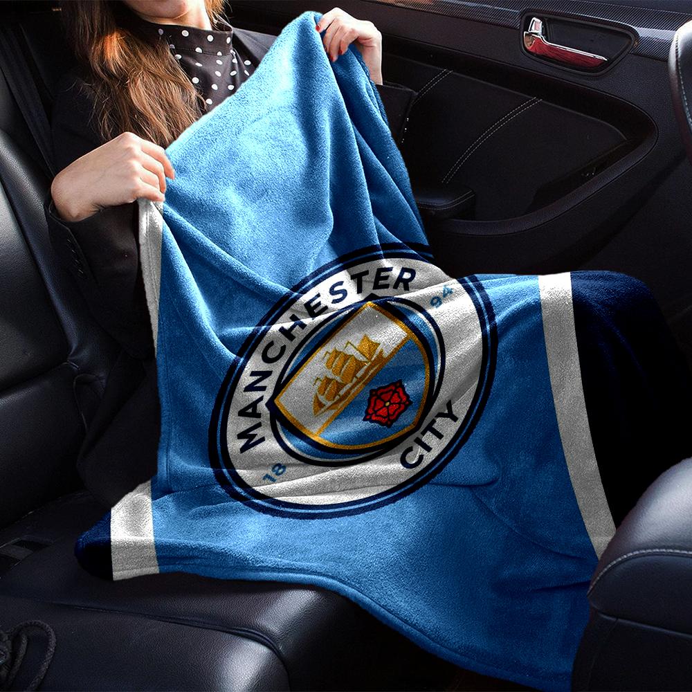 Manchester City Theme Printed Blanket - Perfect for Couch, Bed, Travel & Outdoor Use | Machine Washable, Cozy & Durable.