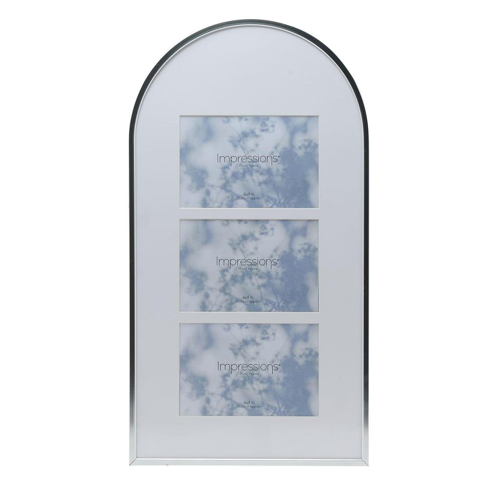 Impressions Arched Top Silver Collage Frame Holds 3 Photos - 10 X 19