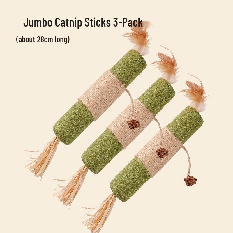 Silvervine Catnip Teaser Wand: Extra Large, Bite-Resistant Cat Toy for Self-Play, Boredom Relief, Teeth Grinding, and Cleaning.