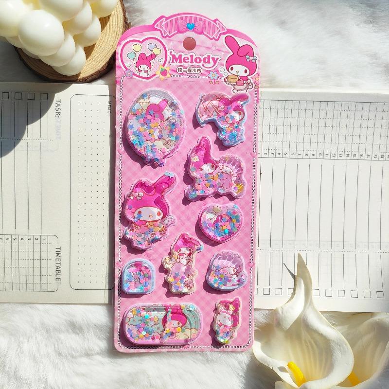 Sanrio 3D Водный стикер с блестками Каваи Хелло Китти Куроми Трехмерное Хрустальное Украшение Наклейка для Ежедневника Детская Игрушка Подарок