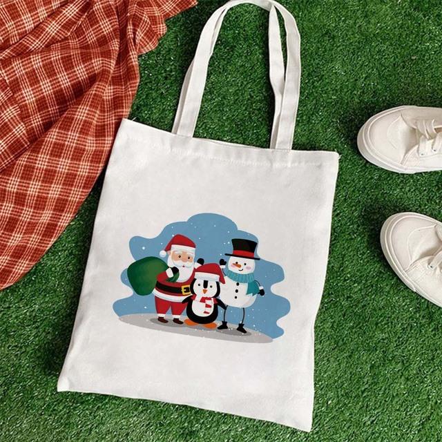 Большая вместительная сумка для книг, многоразовые рождественские сумки на плечо, ручная сумка Санта-Клауса, складная сумка для покупок, повседневная холщовая сумка-тоут, подарочные пакеты
