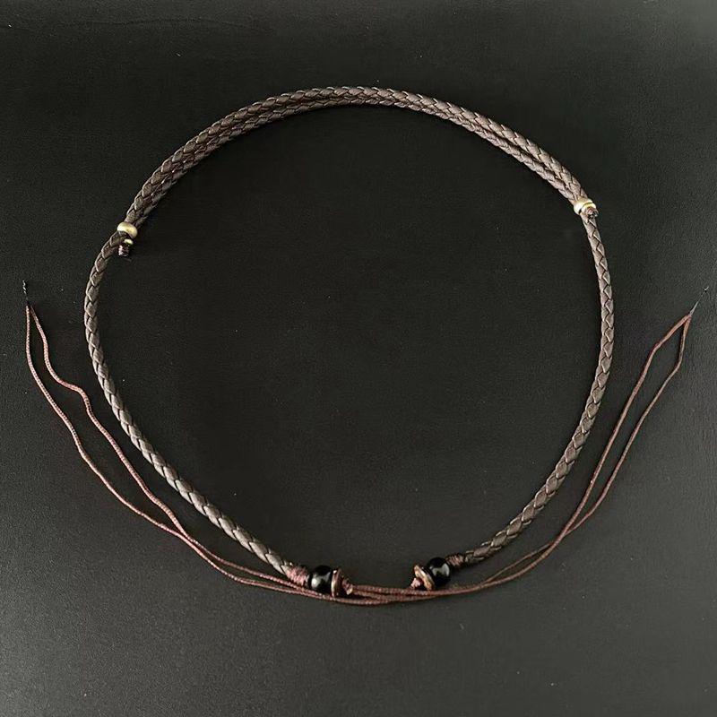 Ожерелье с подвеской из бусины Дзи: Янтарь, Кожа и Плетеный Шнур для Мужчин и Женщин