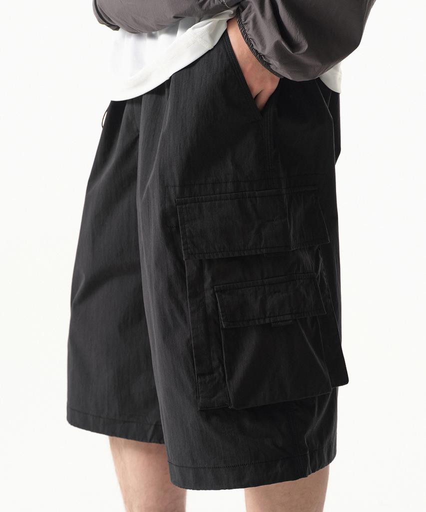 MUSINSA STANDARD [City Leisure] Cn Belted Multi-Pocket Cargo Bermuda Pants [Black]