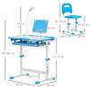 Kids Study Desk and Chair Set w/ Adjustable Height, Storage, Drawer, Blue