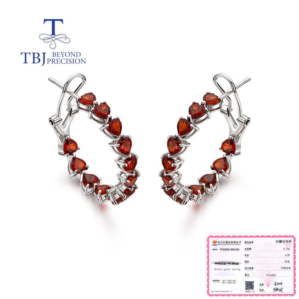 Модный вид Сердце 4 мм Серебряные серьги-кольца натуральный гранат небесно-голубой топаз романтические украшения подарок серебро 925 пробы для женщин