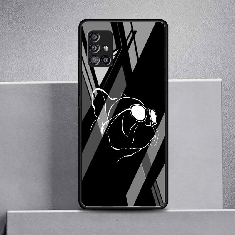 Французский бульдог черный белый стеклянный чехол для Samsung Galaxy A52 A71 A50 A51 A70 A21s A31 A72 A10 A12 A30 A22 5G чехол для телефона