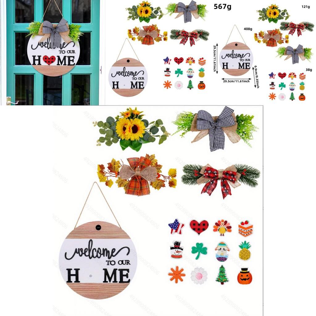 Home Welcome Door Sign With Magnetic Wooden Decor For Diy Festive Decoration