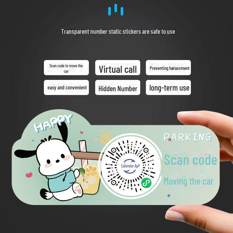 Новый бесшовный мультяшный автомобиль с QR-кодом, временная парковочная табличка и держатель для номера