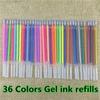 100/48/36/24/12 Colors Gel Pen Refills - Glitter Metallic Pastel Fluorescence Neon, Pen Ink Refills for Adult Coloring Books