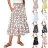 Women's Flowy Flared Ruffle Hem A Line Maxi Skirts Elastic Waist Elegant Tiered Layer Boho Long Skirts