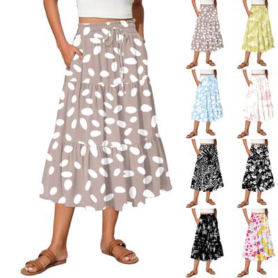 Женские струящиеся расклешенные юбки-макси с оборками и эластичным поясом, элегантные многослойные длинные юбки в стиле бохо