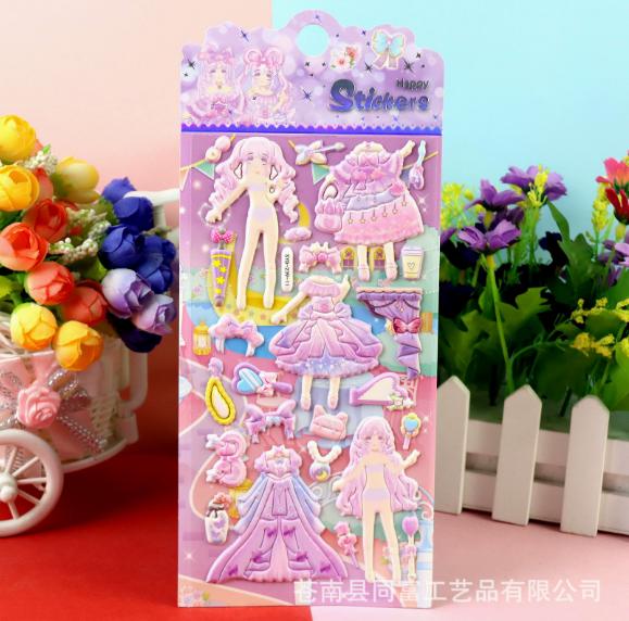 1Pcs Stickers Lovely Cartoon Girls 3D Kawaii Sticker Book Laptop Dress Up Stickers Kids Toys Pegatinas For Children Girl Gifts