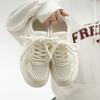 Thick-soled low-top white shoes, seasonal thick-mesh breathable design, casual sports shoes