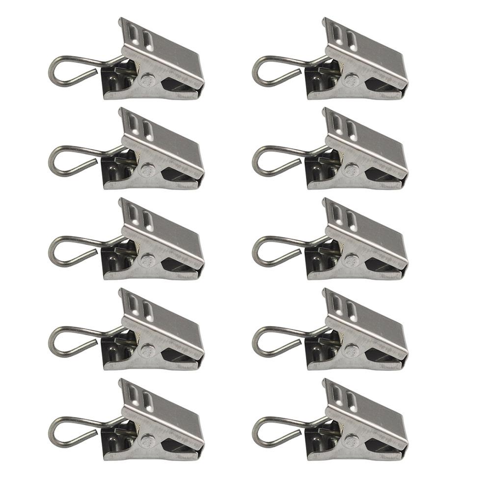 100Pcs Stainless Steel Window Curtain Clips Hanging Opening/Closed Mouth Shower Curtain Hook Clips Small Fixed Drapes Clamp