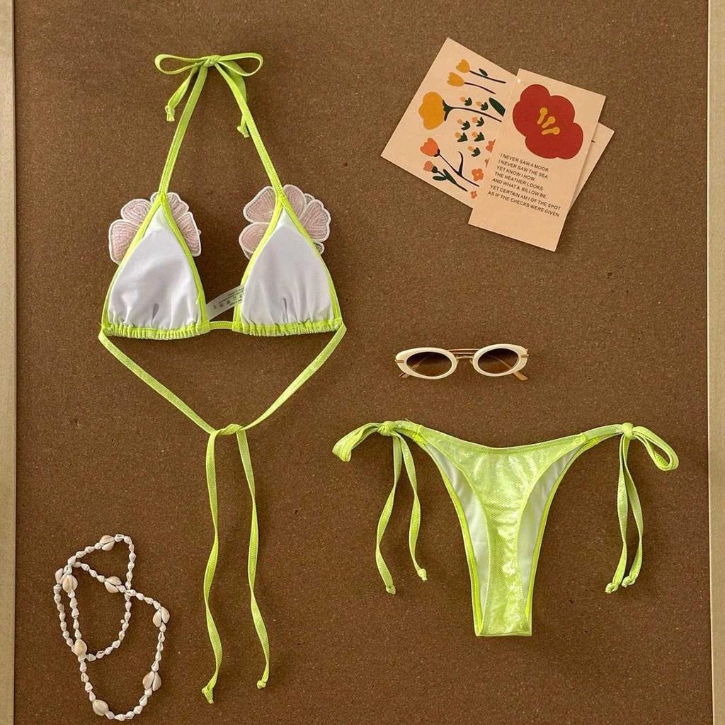 1011 flash sequins three-dimensional flower neck strap European and American sexy babes vacation seaside photo split swimsuit