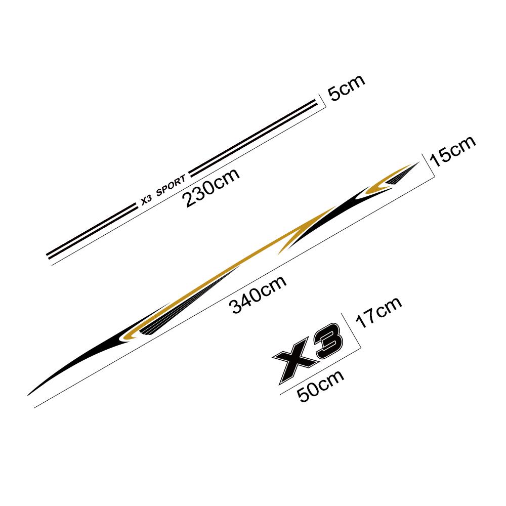 6 шт., боковые наклейки из ПВХ на дверь автомобиля для BMW X3 E83 F25 G01, тюнинг, автоаксессуары, украшения в полоску, виниловая пленка, наклейки на тело