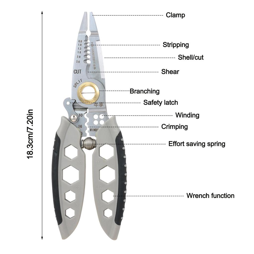 Многофункциональные электрические обжимные клещи Профессиональный инструмент для зачистки проводов и резки кабелей