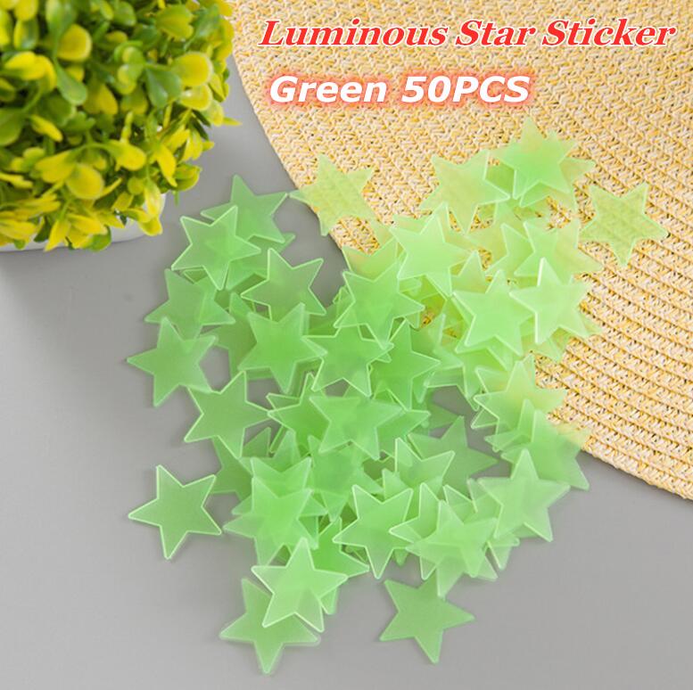 500PCS  Living Bedroom Luminous Fluorescent Color Decal Home Decor Stars Glow Wall Stickers Baby Kids