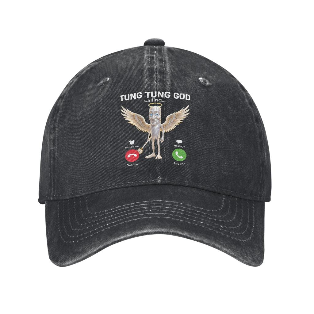 Angel Tung God Sahur Brainrot Unstructured Baseball Cap Distressed Washed Meme Phone Calling Headwear Travel Adjustable Hat