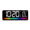LED Alarm Clock with Rhythm Light Bar Night Light Digital Clock Large Display Temperature and