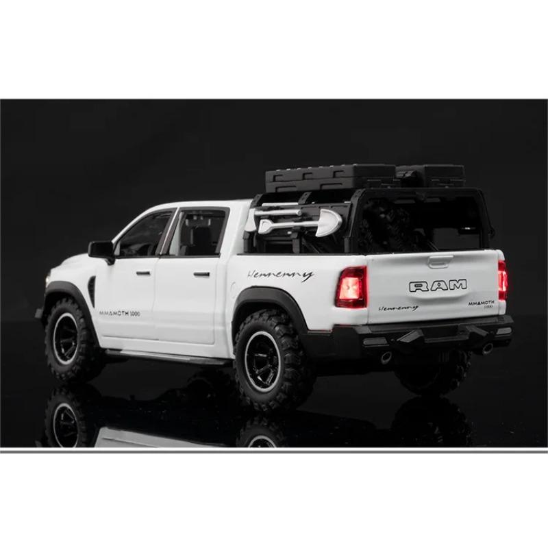 1/32 DODGE Mammoth 1000 TRX Alloy Pickup Car Model Diecast Metal Off-road Vehicle Model Sound and Light Simulation Kids Toy Gift