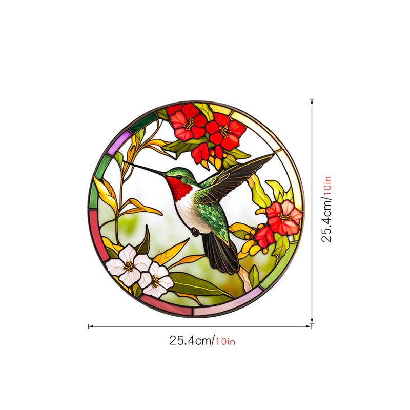 Retro Stained Hummingbird Butterfly Flower Film Window Glass Electrostatic Stickers Colorful