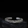 ANENJERY Women'S Fashion Jewelry Woven Twist Texture Bangles For Women Men Vintage Thai Silver Korean Vintage Bracelet Jewelry