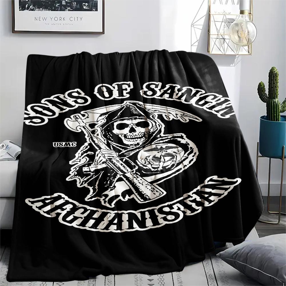 Death and Viking Warriors Print Flannel Blanket,High quality Comfortable for All Seasons,Home Decor,Warmth and Comfort,Perfect for Christmas Gifts