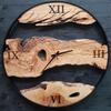 Sahaj Hast Olive Wood Wall Clock – Silent Movement, Live Edge Farmhouse Style | Handmade Wooden Wall Art