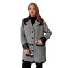 Fierte Women's Large Size Coat Lm96020 Button Closure Lining Leather Detail