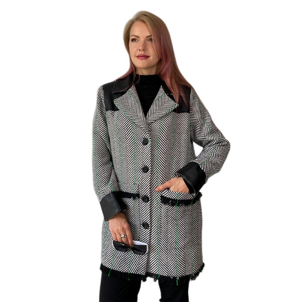 Fierte Women's Large Size Coat Lm96020 Button Closure Lining Leather Detail