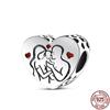925 Sterling Silver Angel Mom Family Heart Series Shine Beads Fit Original Fashion Charms Bracelets Women DIY Jewelry