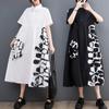 2025 Plus Size Women Summer Dress Lady Long Dress Loose Vintage Oversize Casual Button Basic Dress