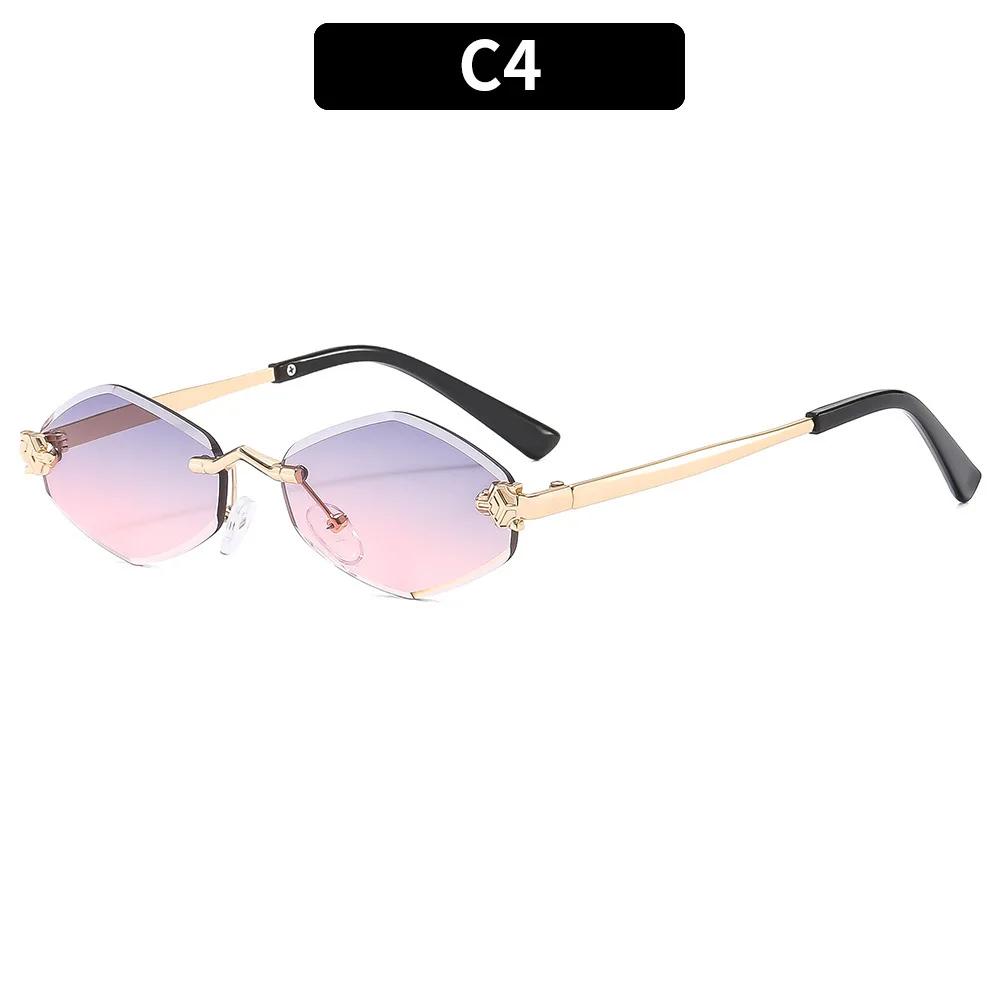 Модные маленькие многоугольные солнцезащитные очки для женщин, роскошный бренд, коричневые ромбовидные солнцезащитные очки, женские винтажные металлические очки