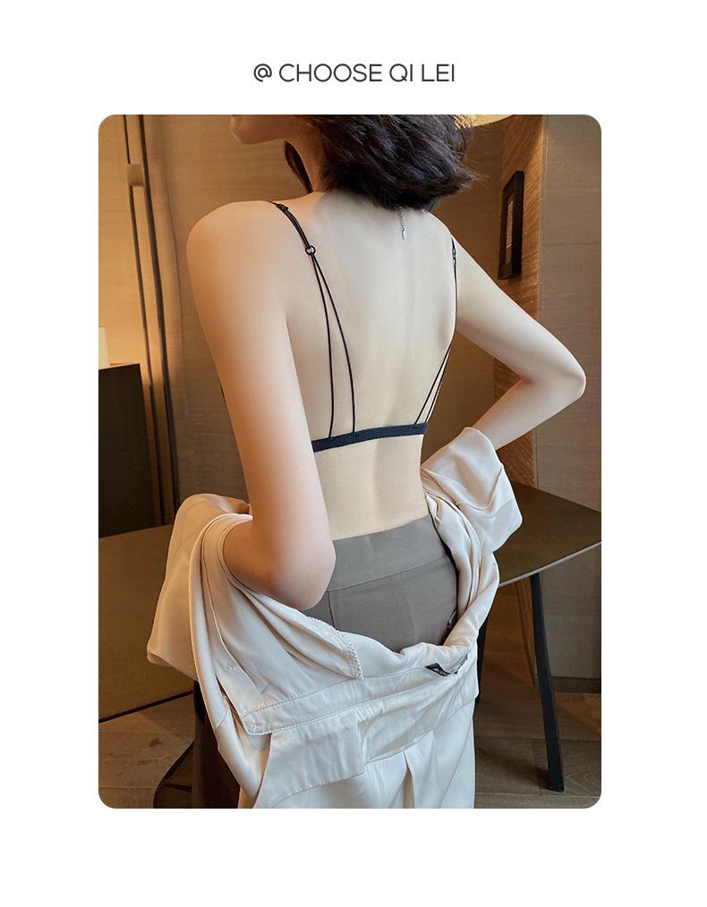 Женский сексуальный французский комплект бюстгальтера с треугольными чашками и передней застежкой, на тонких бретелях, с красивым дизайном спины