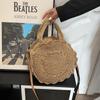 Summer Hollow Straw Round Shoulder Bag For Women Handmade Woven Crossbody Bag
