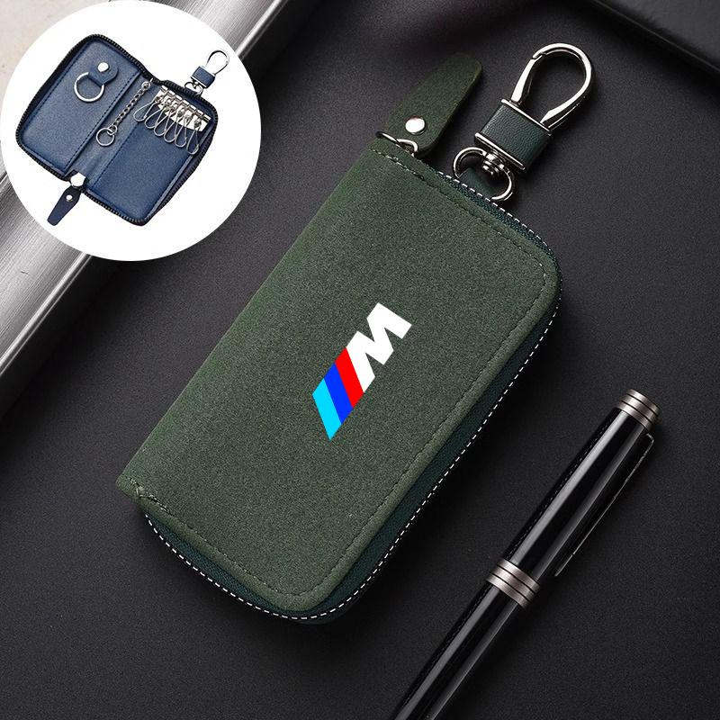 LCHGA1 Car Sticker Leather Car Key Holder Case Keychain Pouch Storage Bag Cover For BMW M Emblem E46 E36 E34 F10 E90 F30 E60 F30 E53 E3