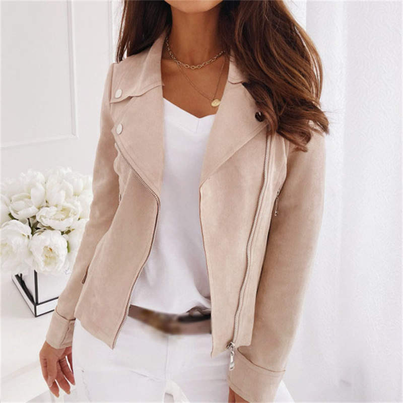 Women's Clothing Fashion Short Coat Deerskin Velvet New Zipper Slim Lapel