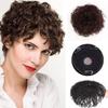 Синтетические короткие вьющиеся волосы на заколках с челкой, натуральные волосы для женщин, покрывающие седые волосы и выпадение волос
