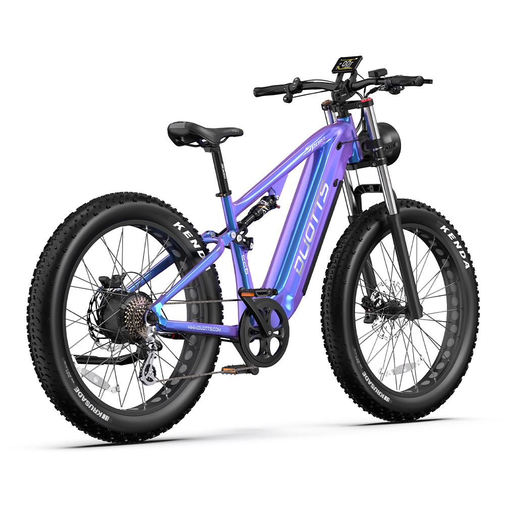 DUOTTS E26 electric bicycle, Samsung 48V 20Ah battery, full suspension system, 26-inch tires, maximum range 60-120 km.