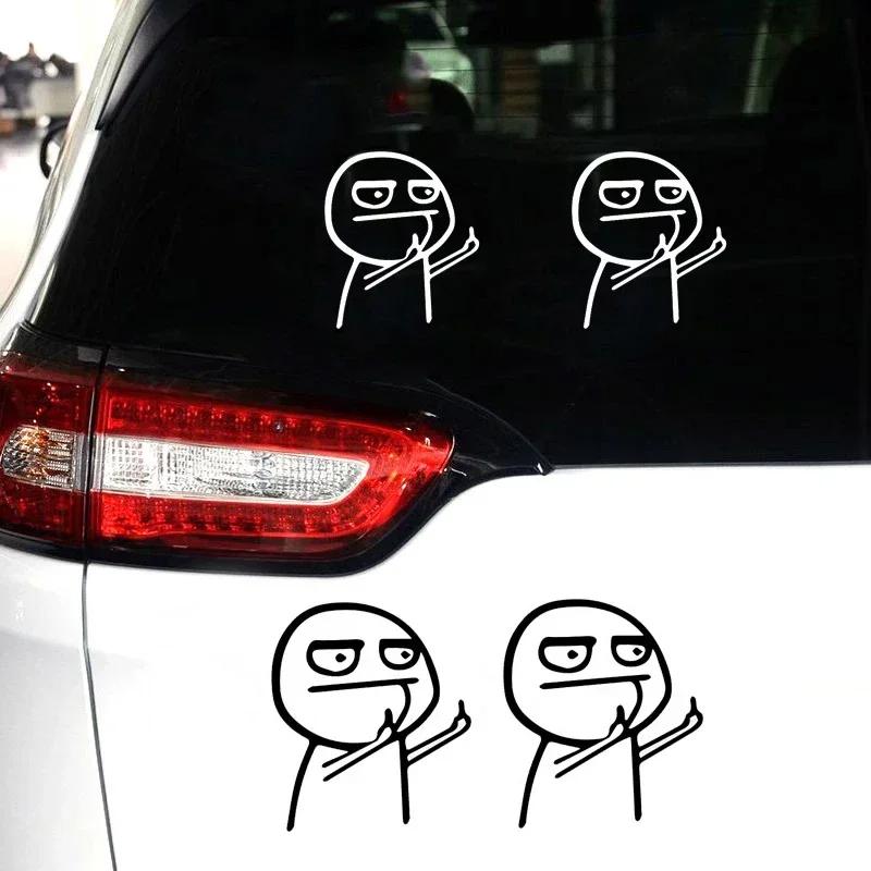 Funny Middle Finger Troll Face Meme Stickers for Bumper Art Kid Decorations Cartoon Wall Anime Cute Car Home Luggage